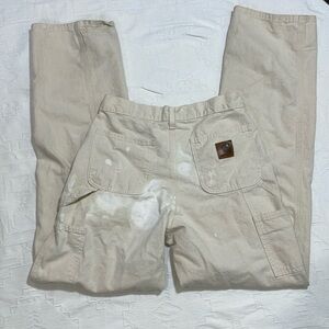 Carhartt Carpenter Painters Lightweight Canvas Work Pants Natural Size 29x34